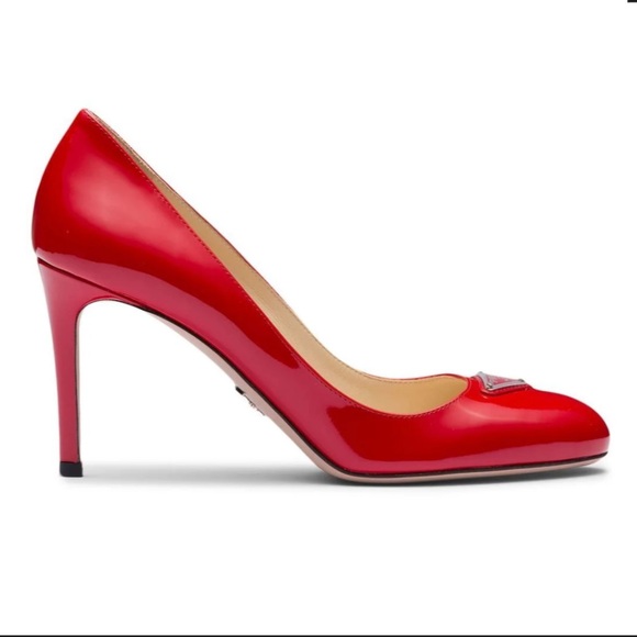 PRADA***Red Patent Stilleto Logo Heels***EU 40; US 10 $1200 NWB - Picture 4 of 7